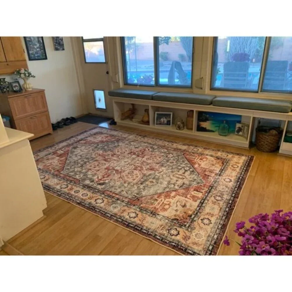 New 6'x9' Vintage Area Rug, Washable Non-Slip Carpet for Home & Living Room